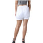 White cotton bloomer shorts back view with elastic waistband and puffed silhouette