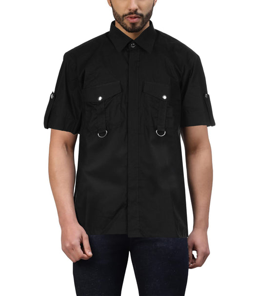 Men's wholesale Short Sleeve Shirt with D Ring Detail Pockets