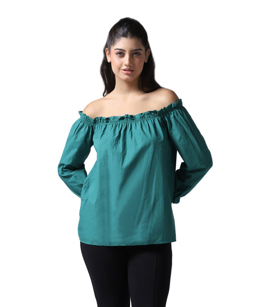 Green Cotton Off-shoulder top Easto Garments