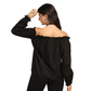 Black Cotton Off-shoulder top