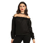 Black Cotton Off-shoulder top