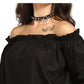 Black Cotton Off-shoulder top