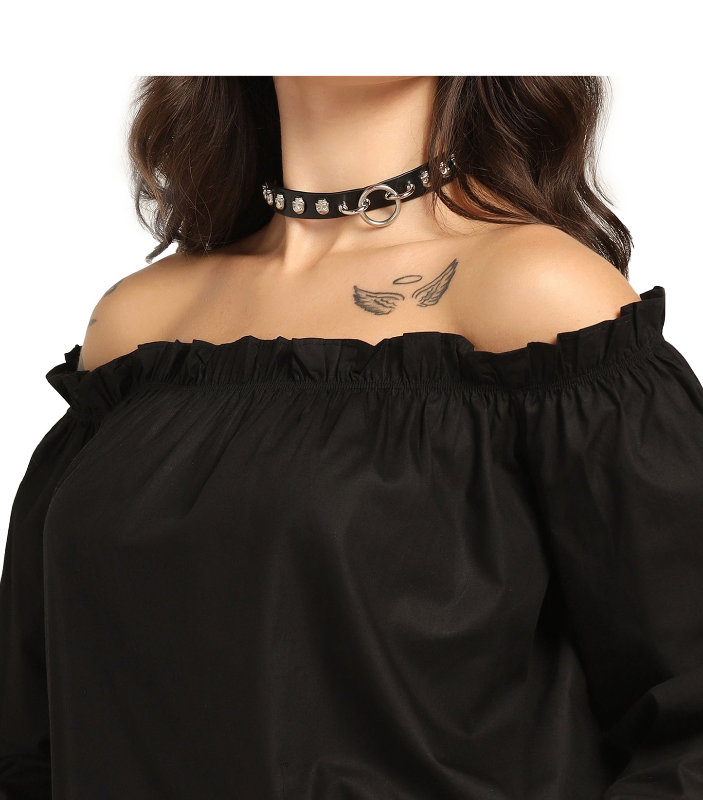 Black Cotton Off-shoulder top