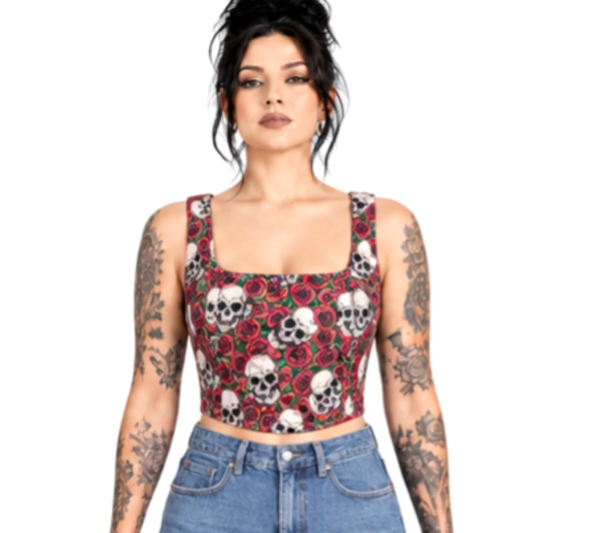 Skull Rose Print Cotton Wholesale Crop Top Easto Garments