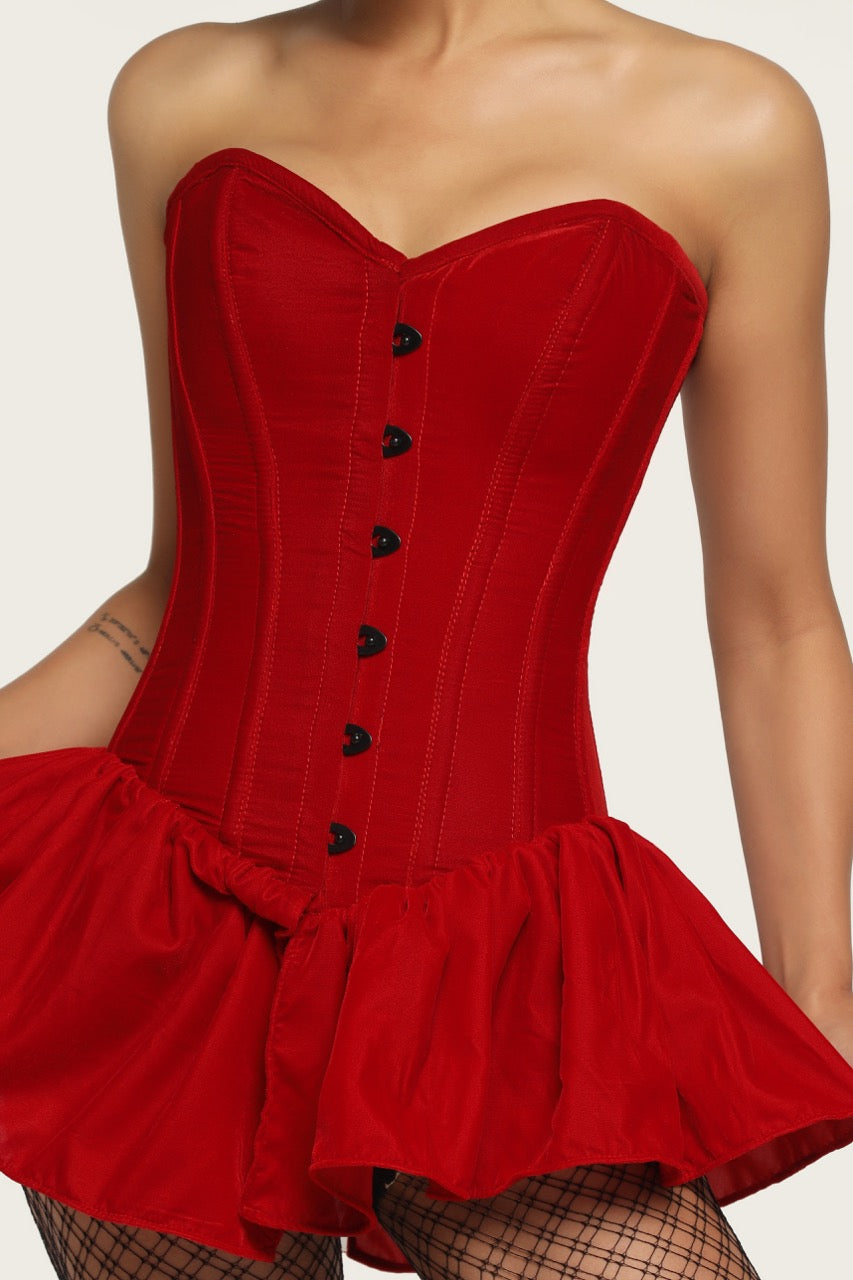 Red Velvet Corset Mini Dress