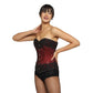 Black/Red Embroidery Overbust corset