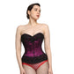 Black / Magenta Embroidery Overbust corset