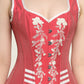 Pink/White Floral  Embroidry Overbust Corset