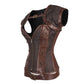 Brown Strip Brocade & Brown Faux Leather Steampunk Underbust Corset