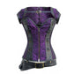 Purple Brocade & Black Faux Leather Gothic Overbust Corset