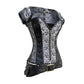 Silver Brocade & Black Faux Leather Gothic Overbust Corset