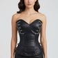 Black Faux Leather Waist Reducing Overbust Corsets Easto Garments