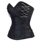 Black Faux Leather waist reducing overbust Corsets Overbust Corset Easto Garments
