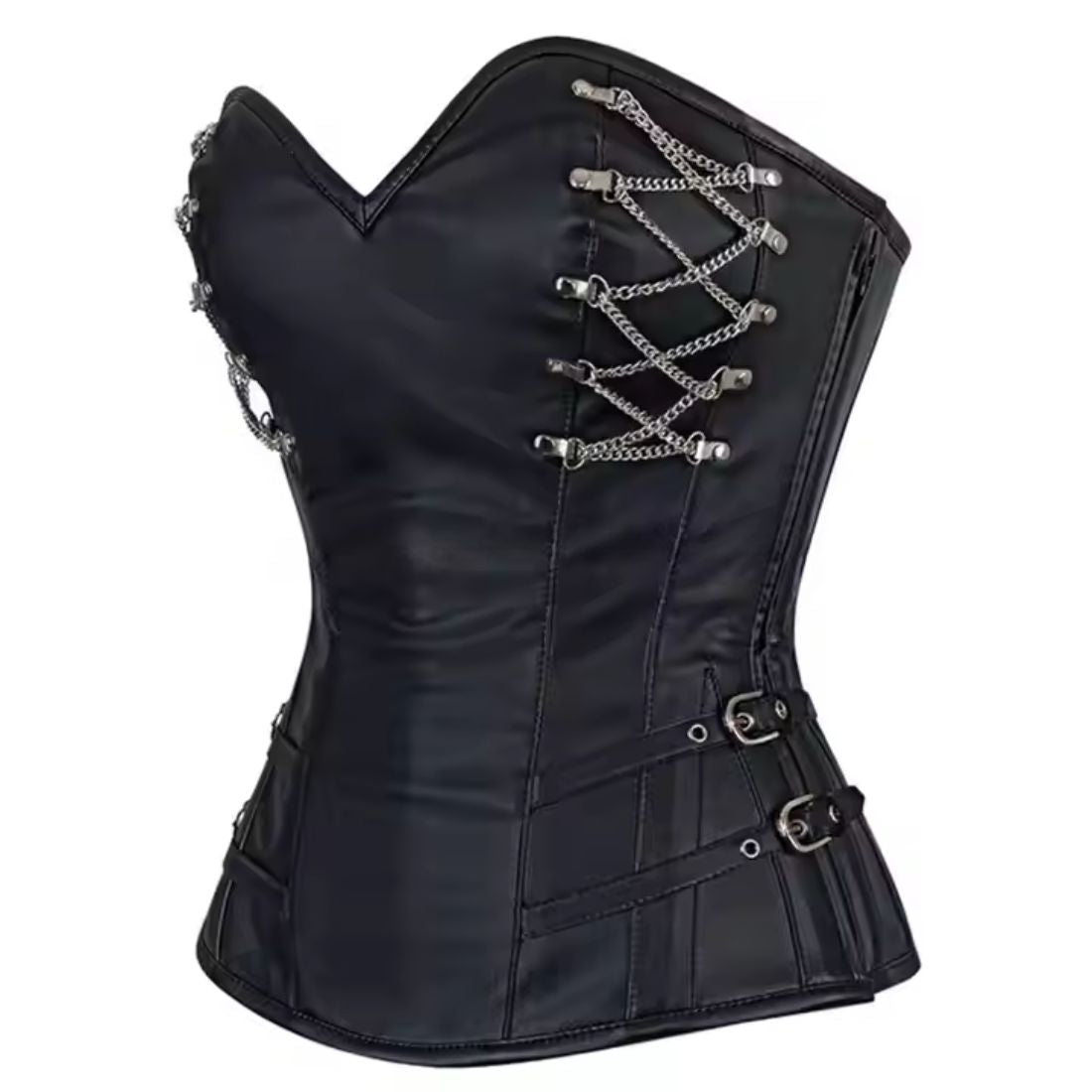 Black Faux Leather waist reducing overbust Corsets Overbust Corset Easto Garments