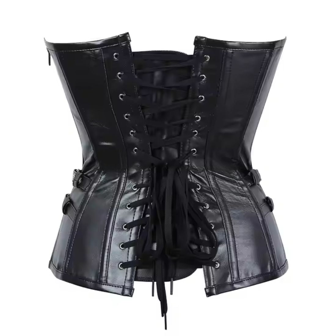 Black Faux Leather waist reducing overbust Corsets Overbust Corset Easto Garments