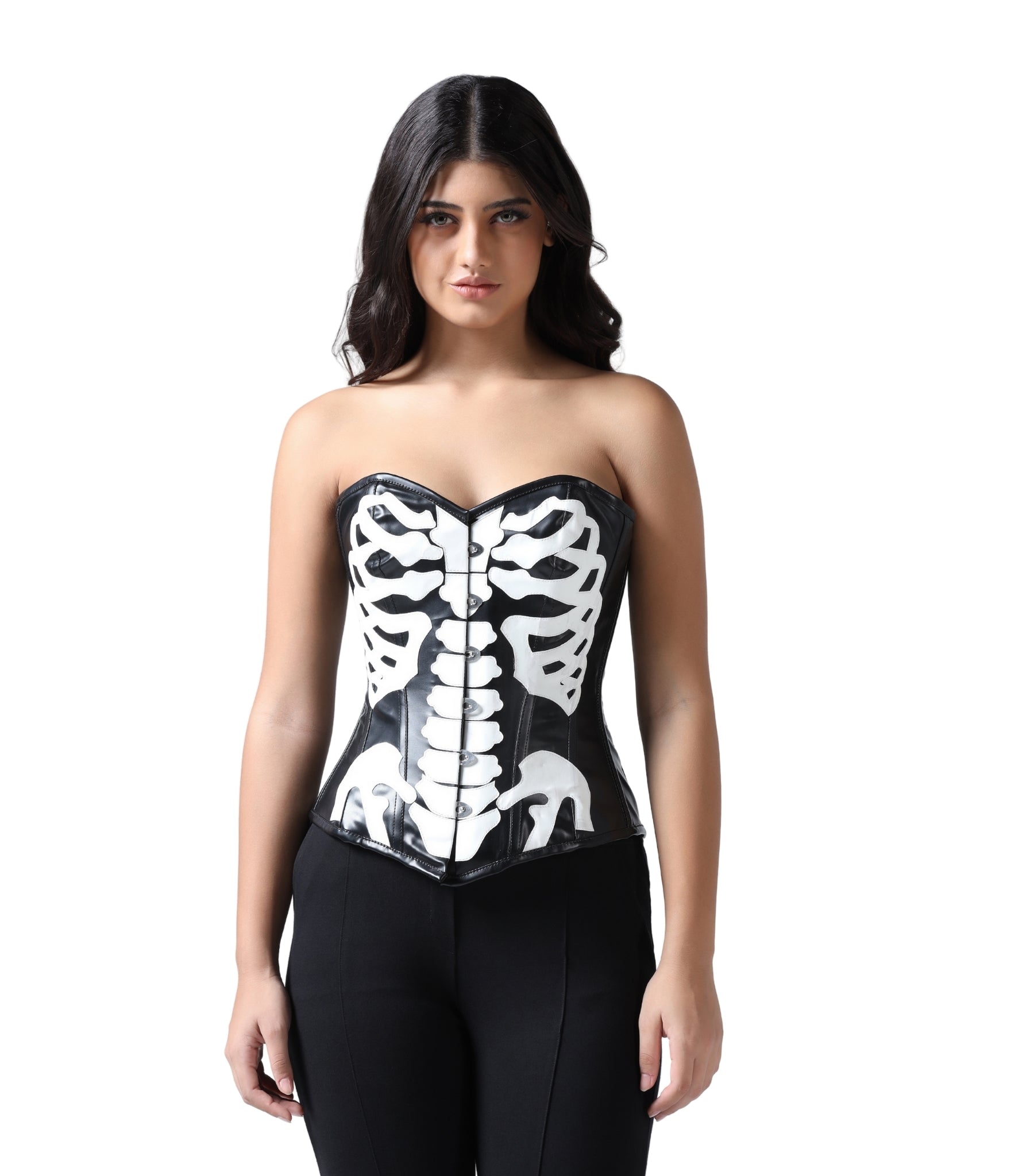 Black/White Pu  Overbust  Corset Easto Garments