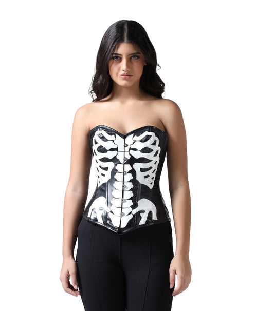 Black/White Pu  Overbust  Corset Easto Garments