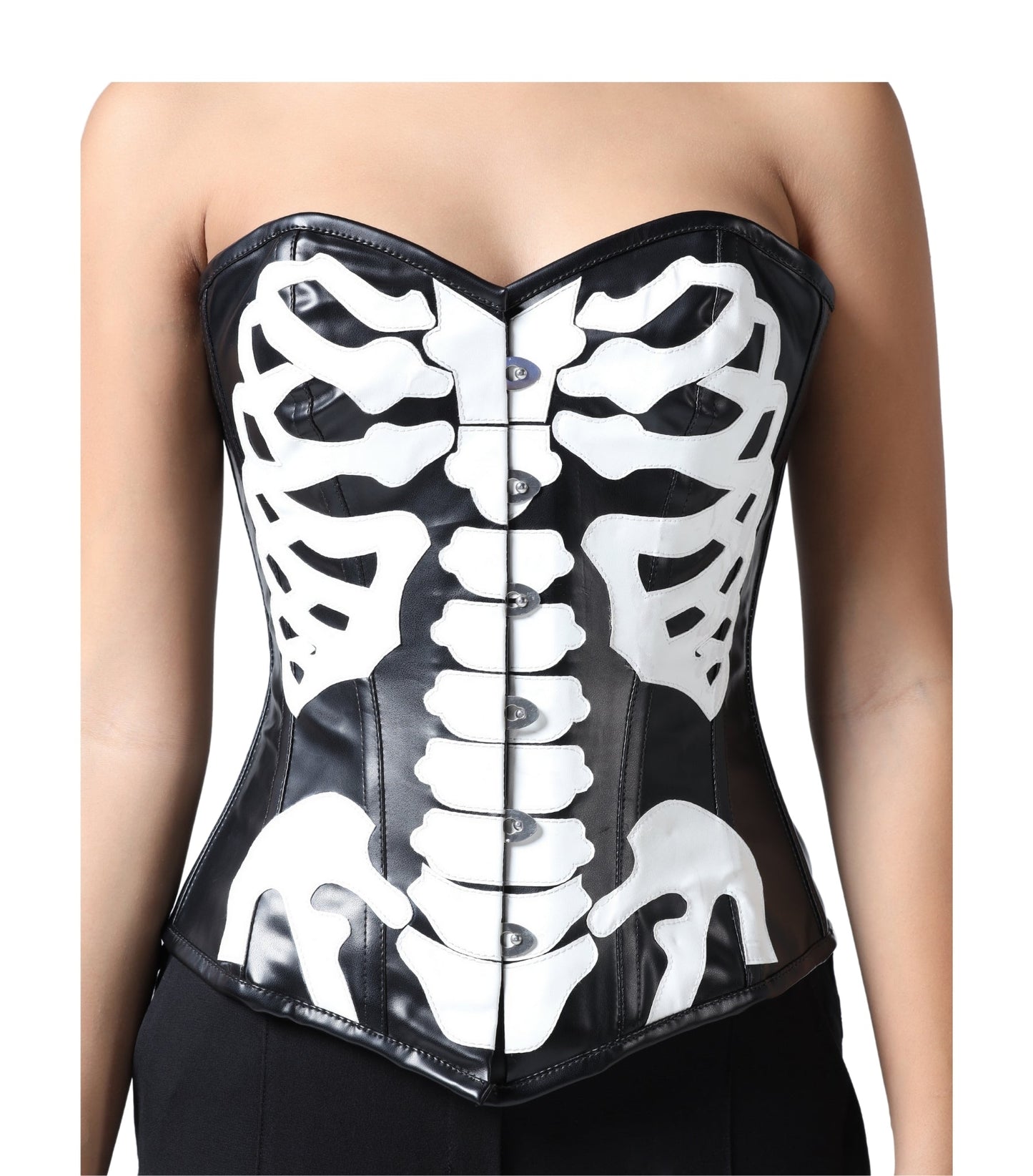 Black/White Pu  Overbust  Corset Easto Garments