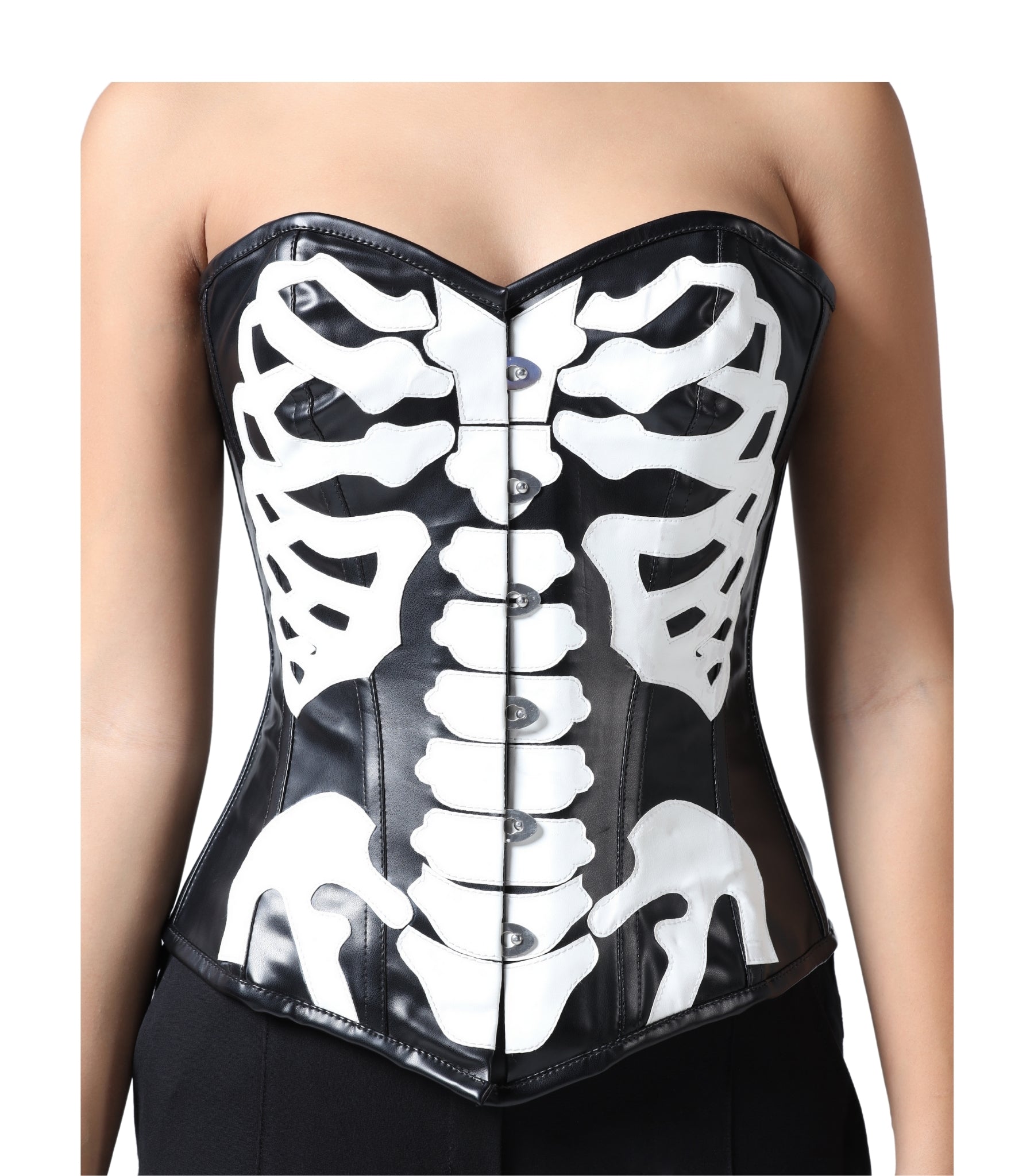 Black/White Pu  Overbust  Corset Easto Garments