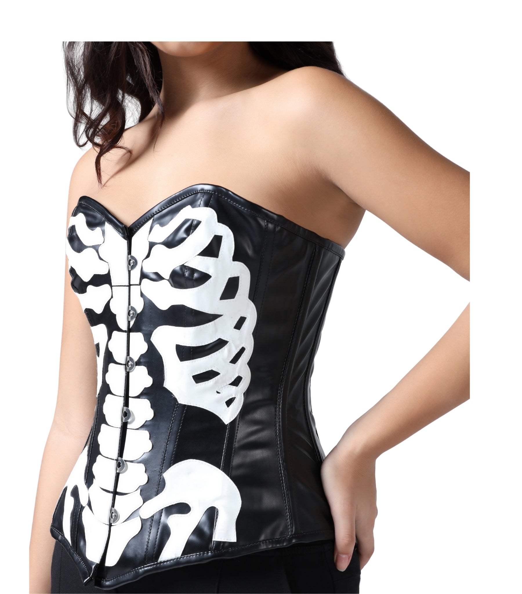 Black/White Pu  Overbust  Corset Easto Garments