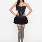 Navy Denim Steel-Boned Overbust Corset with Buckle & Zip Details Easto Garments