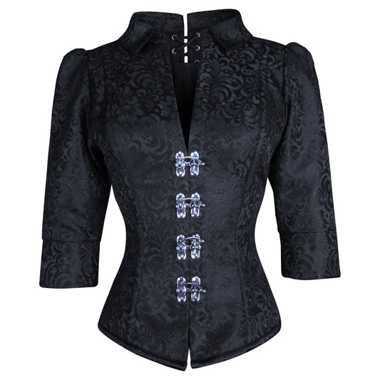 Black brocade corset shirt
