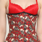 Skull Rose  printed waist reducing longlined underbust corset