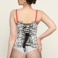 Quatrefoil printed waist reducing longlined underbust corset