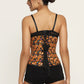 Pumpkin flower printed waist reducing  underbust corset