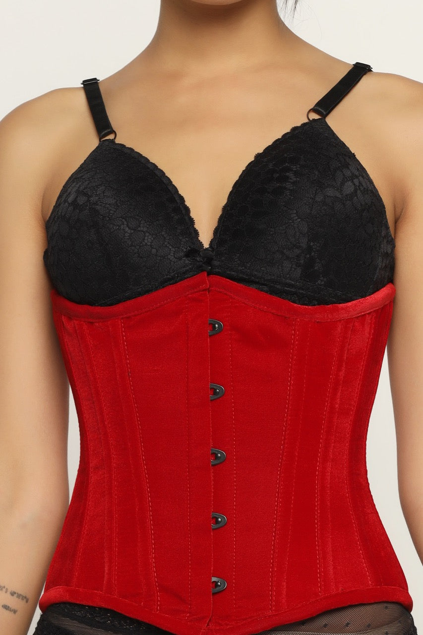 Velvet waist reducing underbust corset
