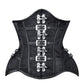 Black Brocade& Faux Leather Authentic Steel Boned Underbust  Waist Training Corset