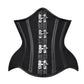 Black Cotton& Faux Leather Authentic Steel Boned Underbust  Waist Training Corset