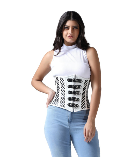 White Pu Underbust Steel Boned Corset Easto Garments