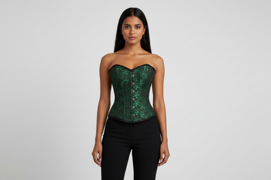 Green Brocade Authentic Overbust Corset Easto Garments