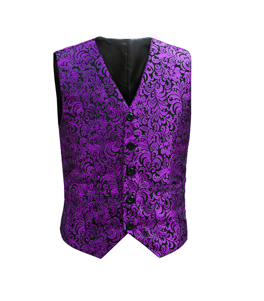 Purple Brocade Men's Waist Coat
