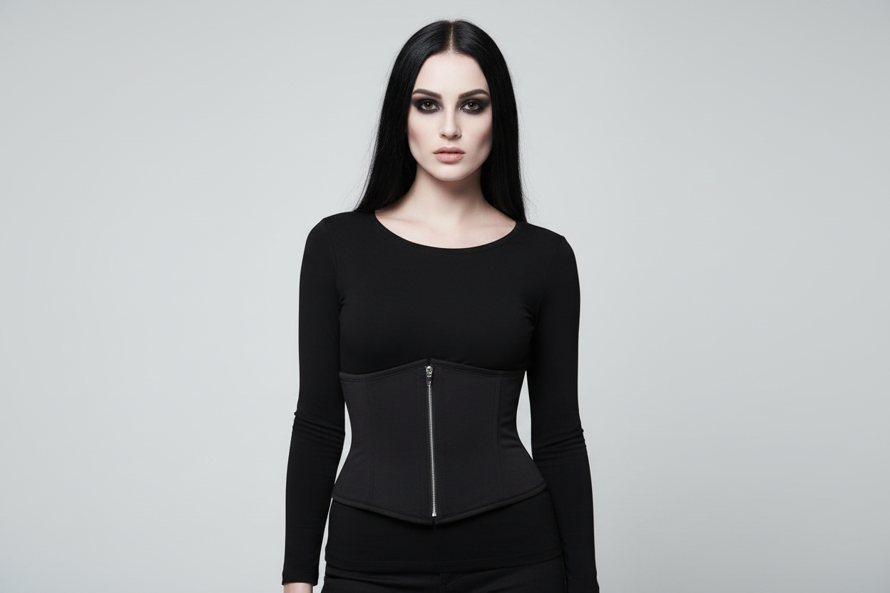 SHORT BLACK COTTON CORSET Easto Garments