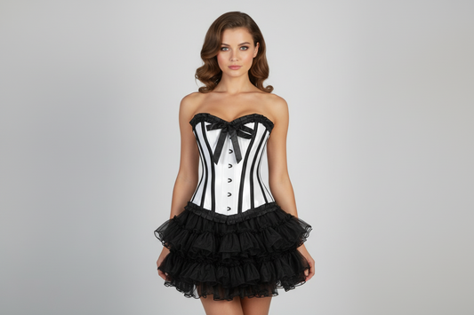 Quintella Black Satin Authentic Overbust Corset Easto Garments