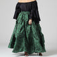 Ruched  Green Brocade Renaissance Skirt  - Wholesale Easto Garments
