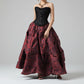 Ruched  Red Brocade Renaissance Skirt  - Wholesale Easto Garments