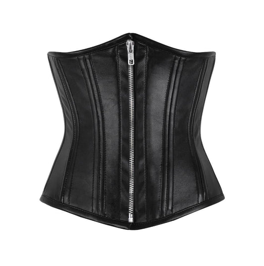 Woman Black Sheep Leather Black Real Leather Laced up Top Corset Leather  Leather Bustier 