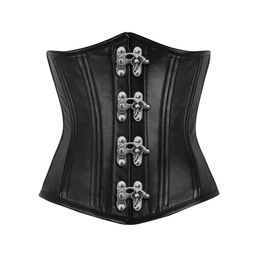 Genuine leather waist training underbust steel boned corset