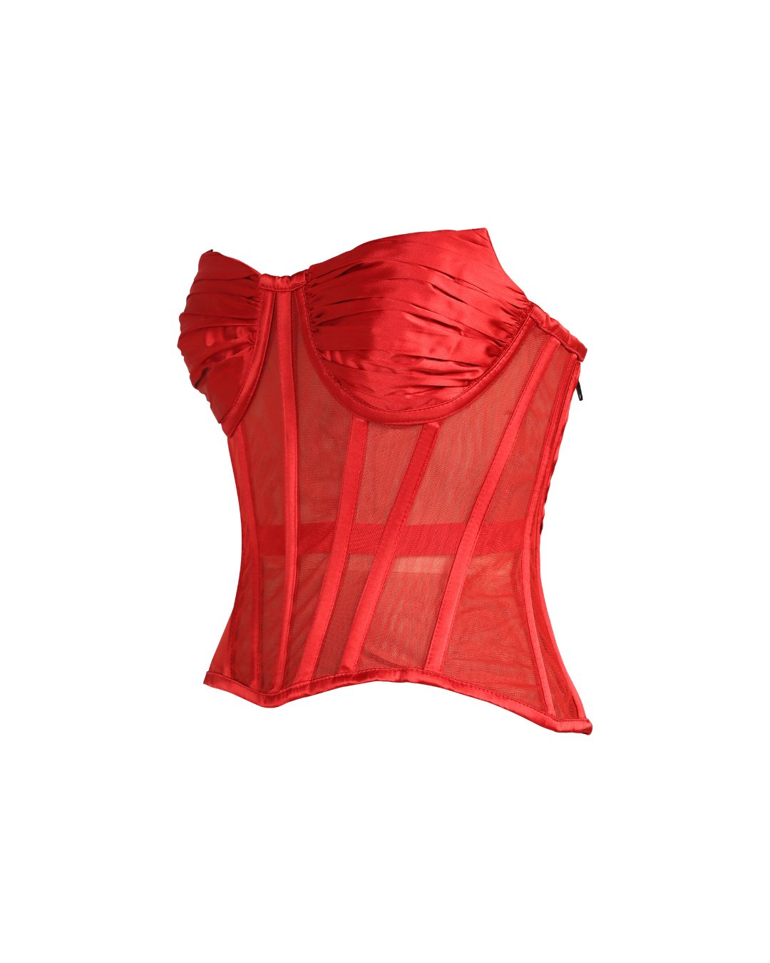 Red Mesh Overbust Corset Easto Garments