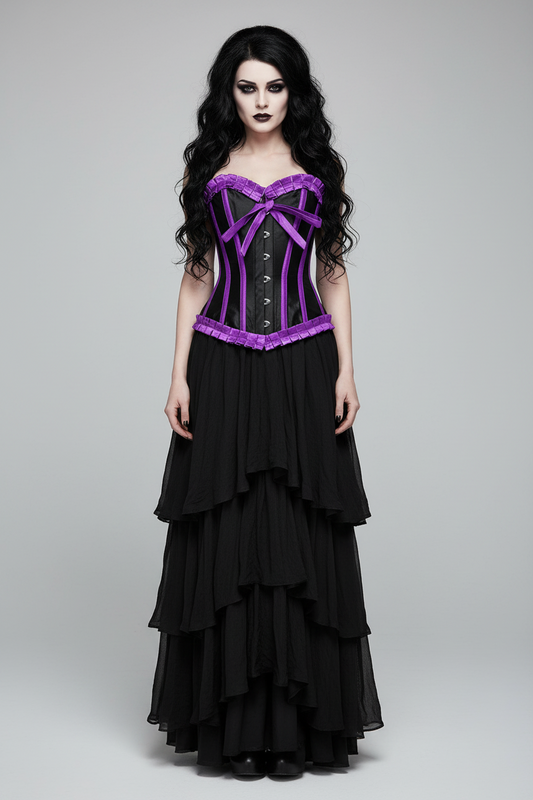 Quintella Black Satin Authentic Overbust Corset Easto Garments