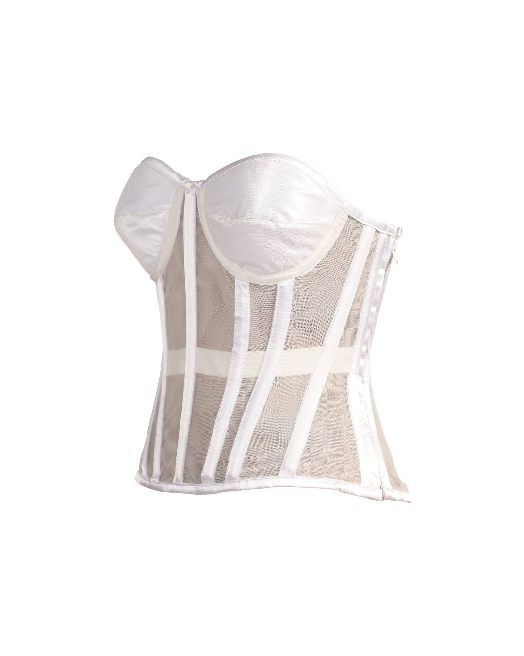 White Mesh Overbust Corset Easto Garments