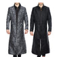 Black/Silver Brocade Mens Reversible Long Coat - Wholesale