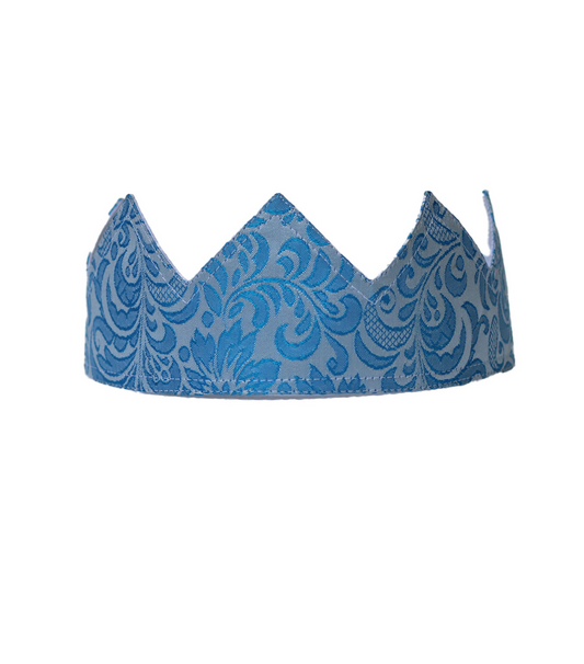 Brocade Fabric Crown - White Turquoise