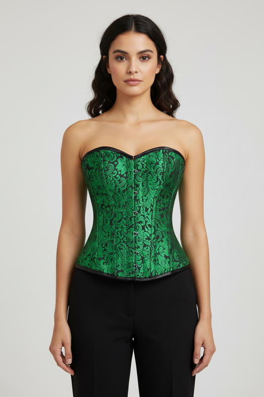 Urania Authentic Overbust Corset Black Green Easto Garments