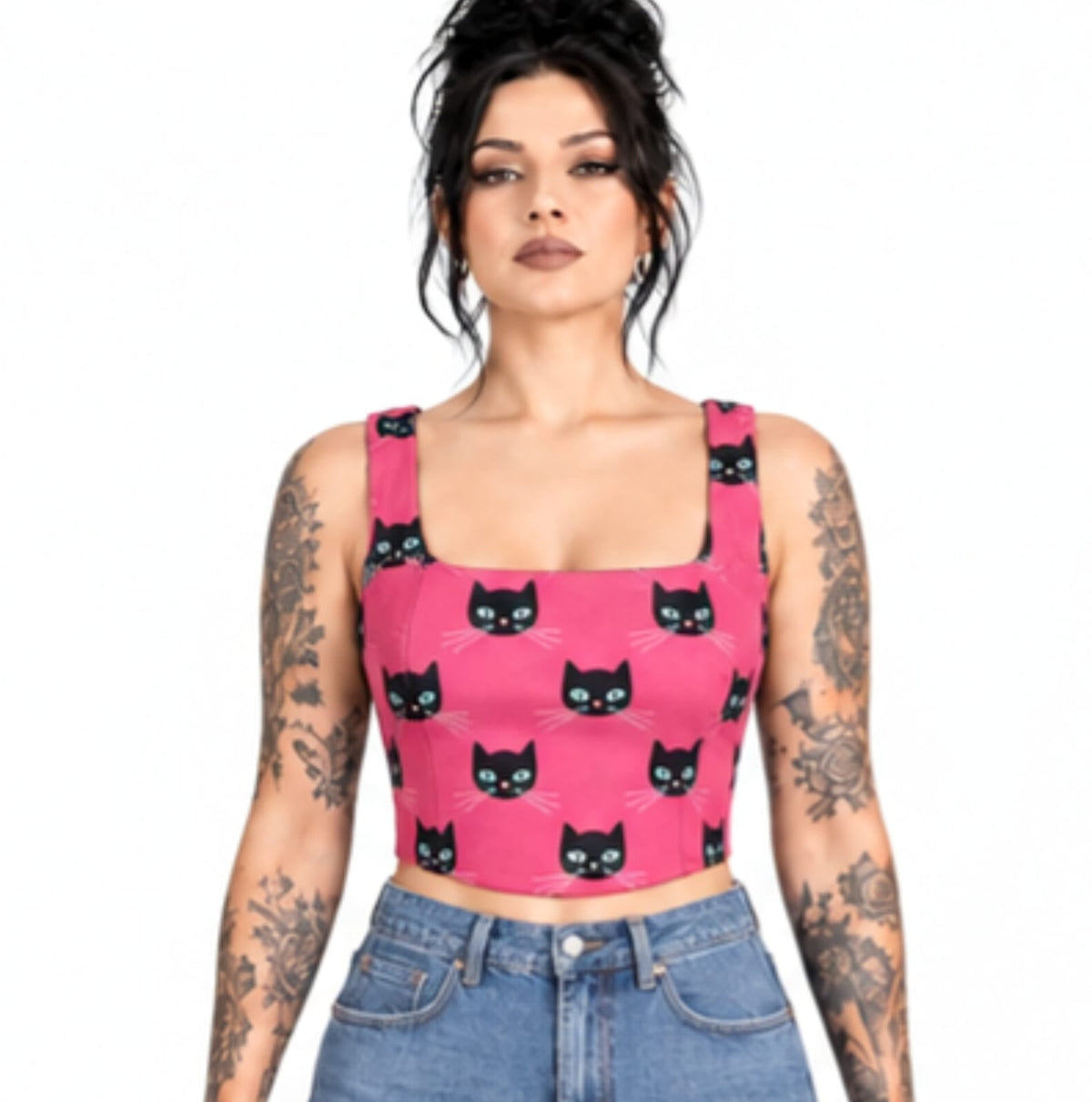 Blue Floral Print Cotton Wholesale Crop Top Easto Garments