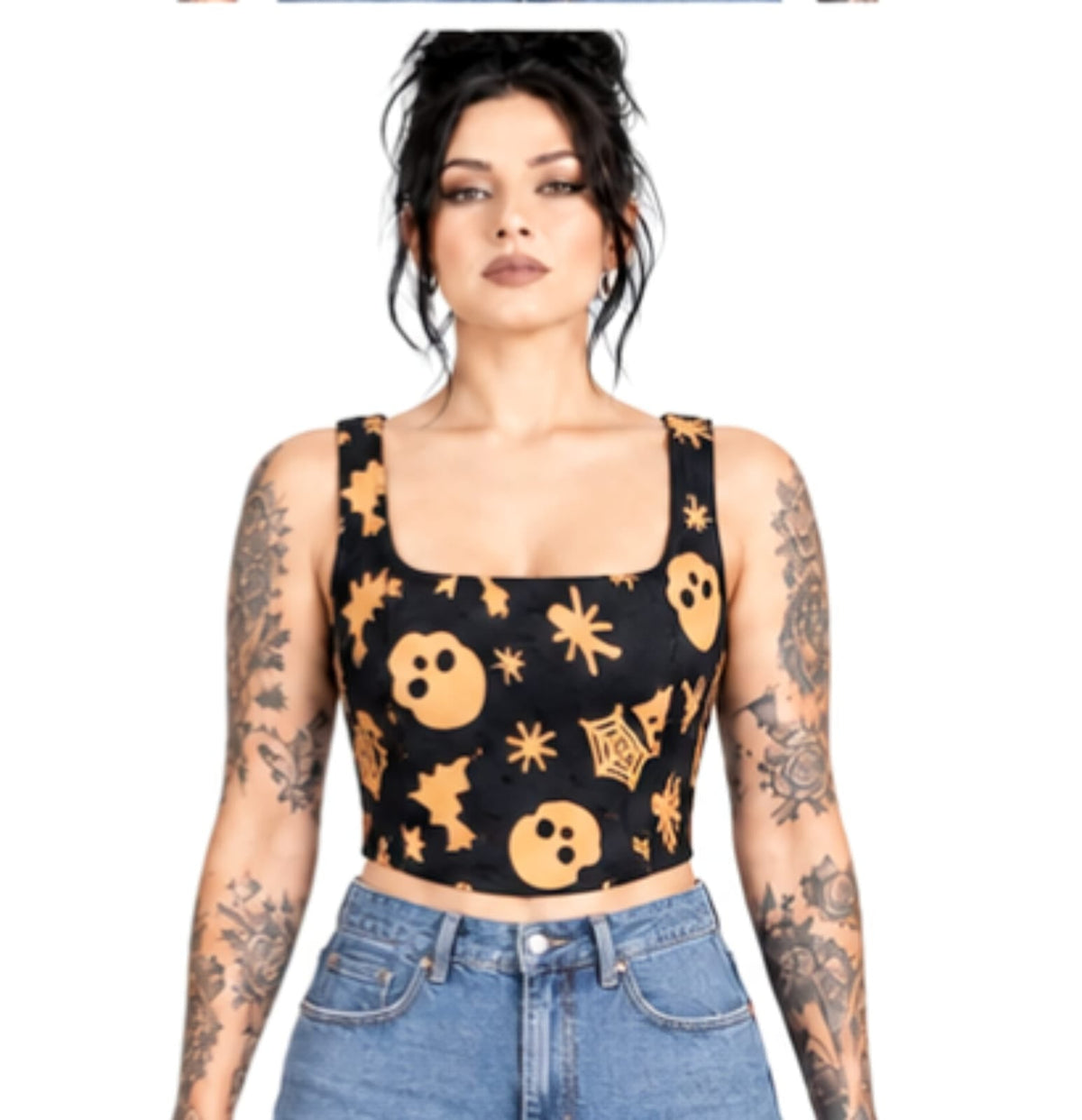 Camille Spider printed Cotton Wholesale Crop Top Easto Garments