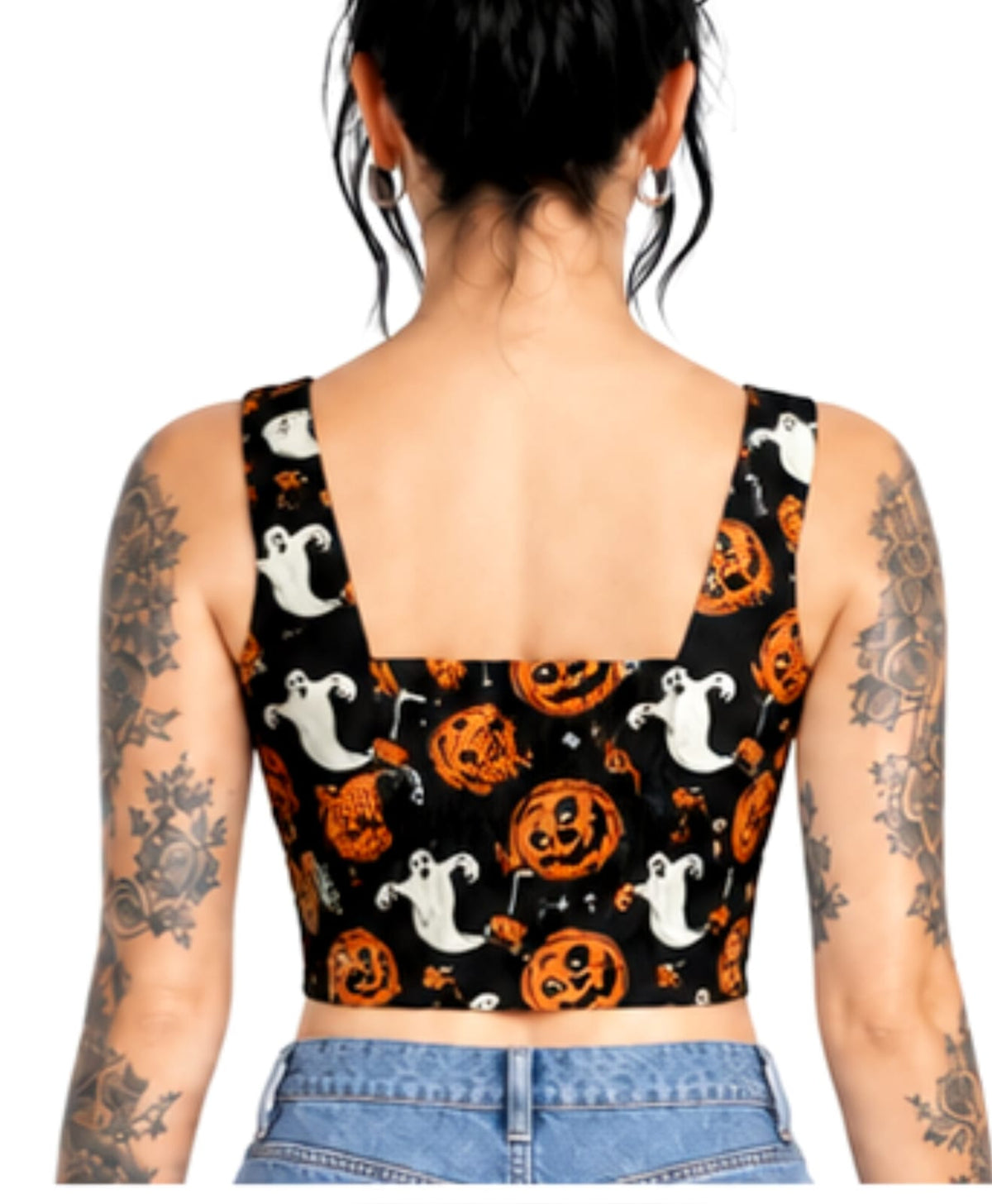 Pumpkin ghost Print Cotton Wholesale Crop Top Easto Garments